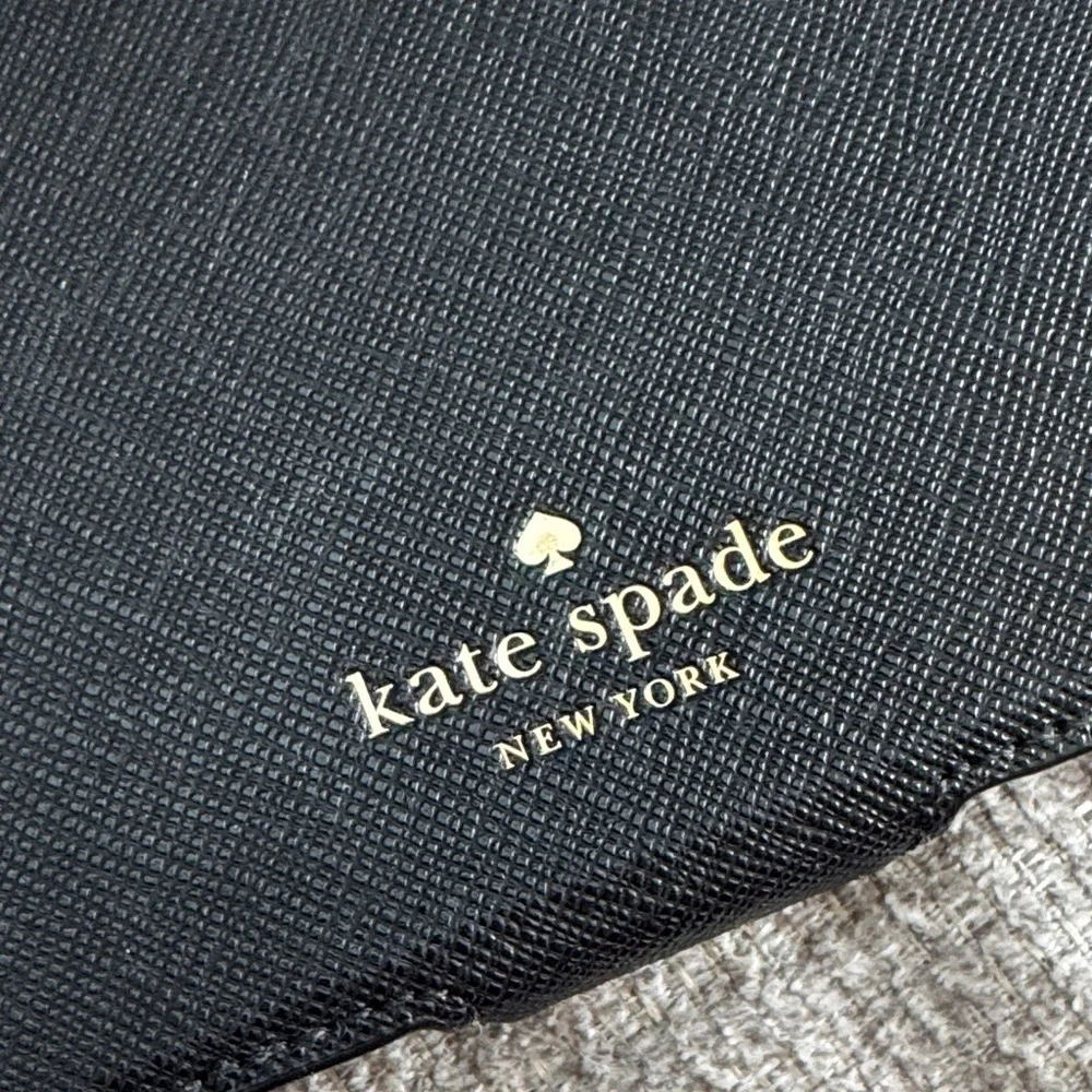 Kate Spade Zip Around Saffiano Leather Black iPhone X Wristlet Folio Case